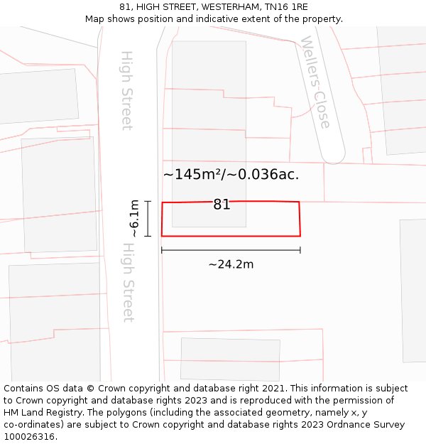 81, HIGH STREET, WESTERHAM, TN16 1RE: Plot and title map