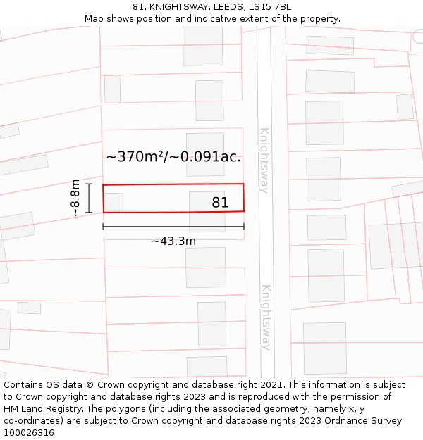 81, KNIGHTSWAY, LEEDS, LS15 7BL: Plot and title map