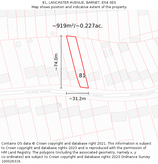 81, LANCASTER AVENUE, BARNET, EN4 0ES: Plot and title map