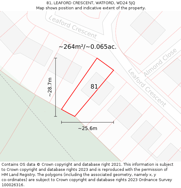 81, LEAFORD CRESCENT, WATFORD, WD24 5JQ: Plot and title map