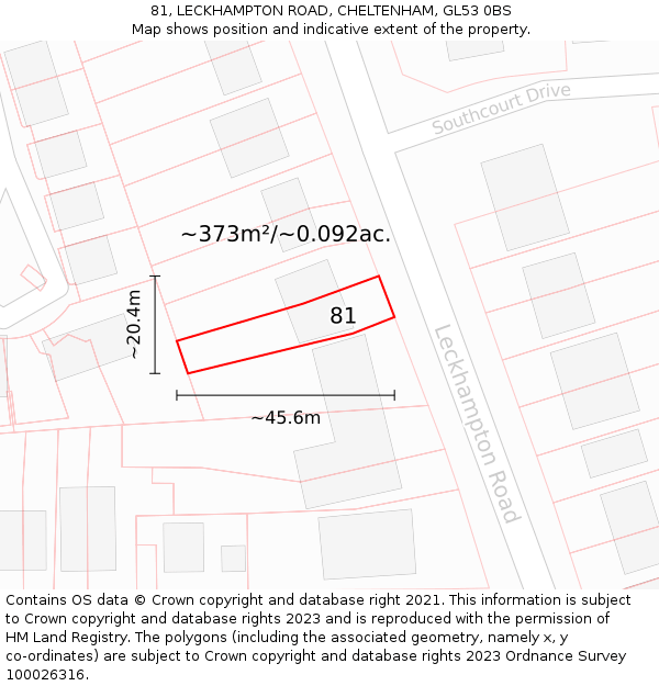 81, LECKHAMPTON ROAD, CHELTENHAM, GL53 0BS: Plot and title map
