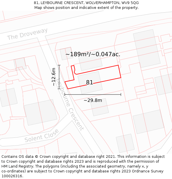 81, LEYBOURNE CRESCENT, WOLVERHAMPTON, WV9 5QG: Plot and title map