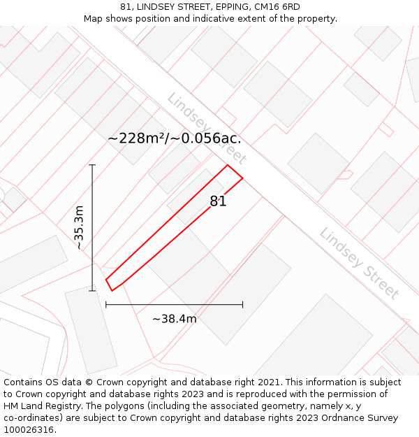 81, LINDSEY STREET, EPPING, CM16 6RD: Plot and title map