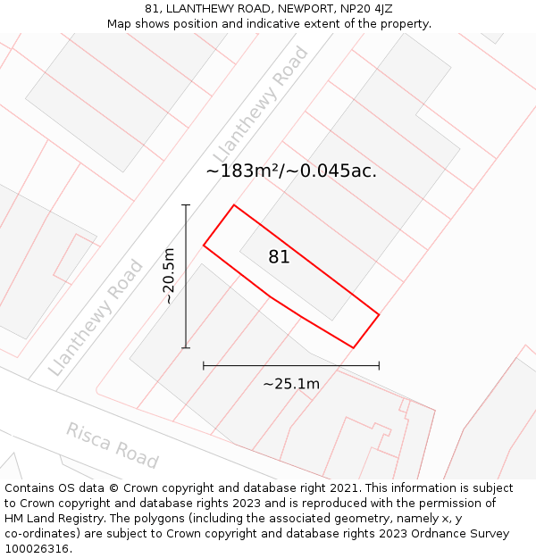 81, LLANTHEWY ROAD, NEWPORT, NP20 4JZ: Plot and title map