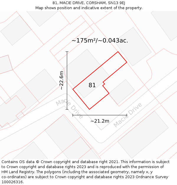 81, MACIE DRIVE, CORSHAM, SN13 9EJ: Plot and title map