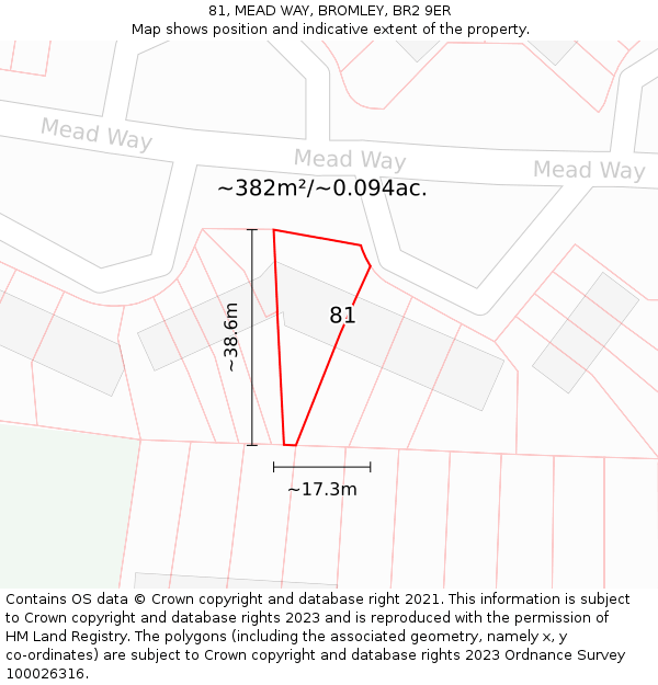 81, MEAD WAY, BROMLEY, BR2 9ER: Plot and title map