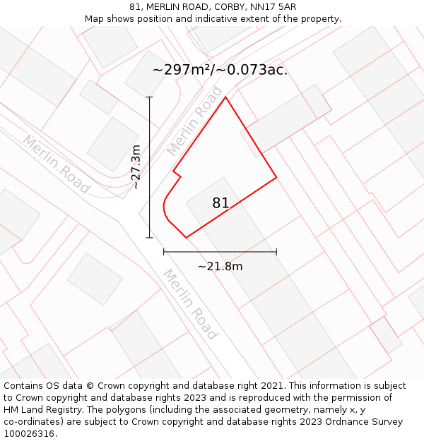 81, MERLIN ROAD, CORBY, NN17 5AR: Plot and title map
