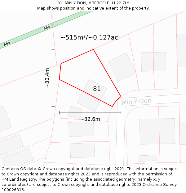 81, MIN Y DON, ABERGELE, LL22 7LY: Plot and title map
