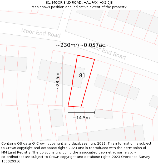 81, MOOR END ROAD, HALIFAX, HX2 0JB: Plot and title map