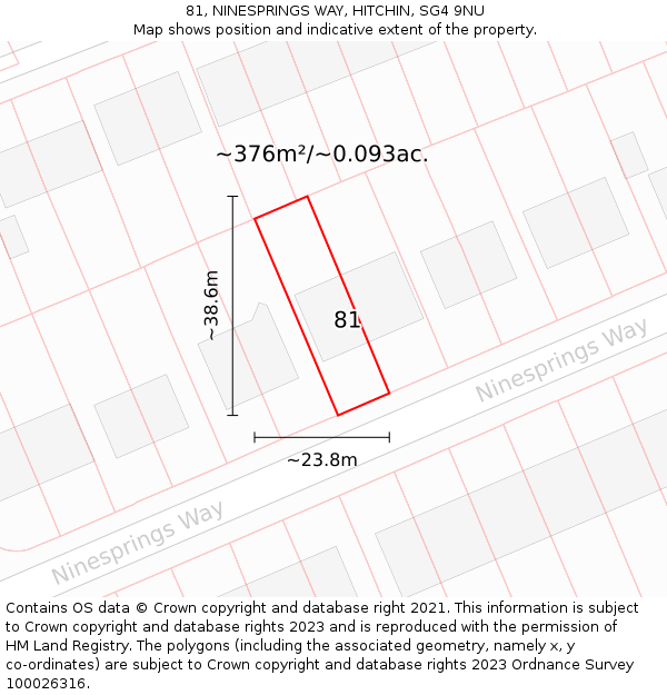 81, NINESPRINGS WAY, HITCHIN, SG4 9NU: Plot and title map