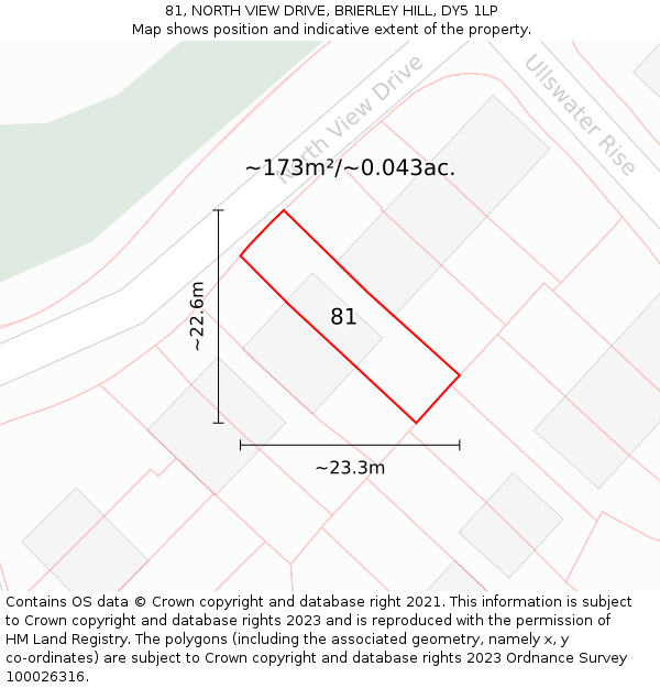 81, NORTH VIEW DRIVE, BRIERLEY HILL, DY5 1LP: Plot and title map