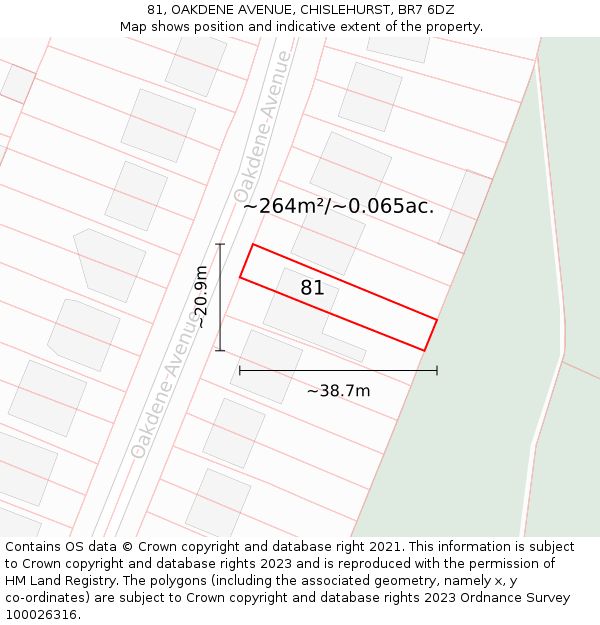 81, OAKDENE AVENUE, CHISLEHURST, BR7 6DZ: Plot and title map
