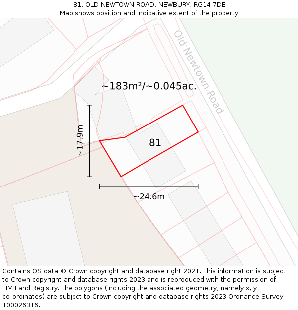 81, OLD NEWTOWN ROAD, NEWBURY, RG14 7DE: Plot and title map