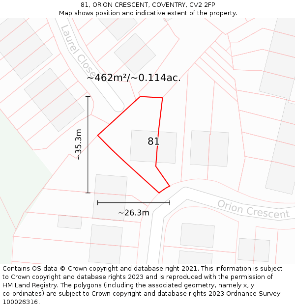 81, ORION CRESCENT, COVENTRY, CV2 2FP: Plot and title map