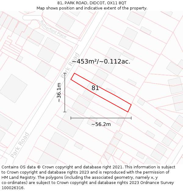 81, PARK ROAD, DIDCOT, OX11 8QT: Plot and title map