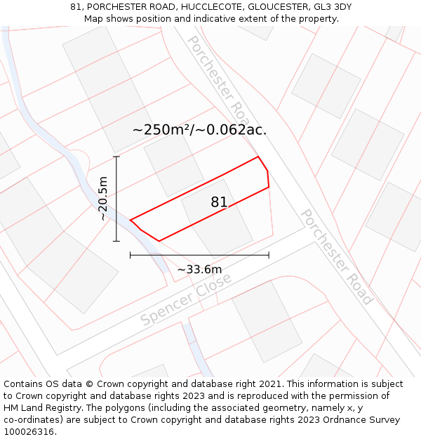 81, PORCHESTER ROAD, HUCCLECOTE, GLOUCESTER, GL3 3DY: Plot and title map