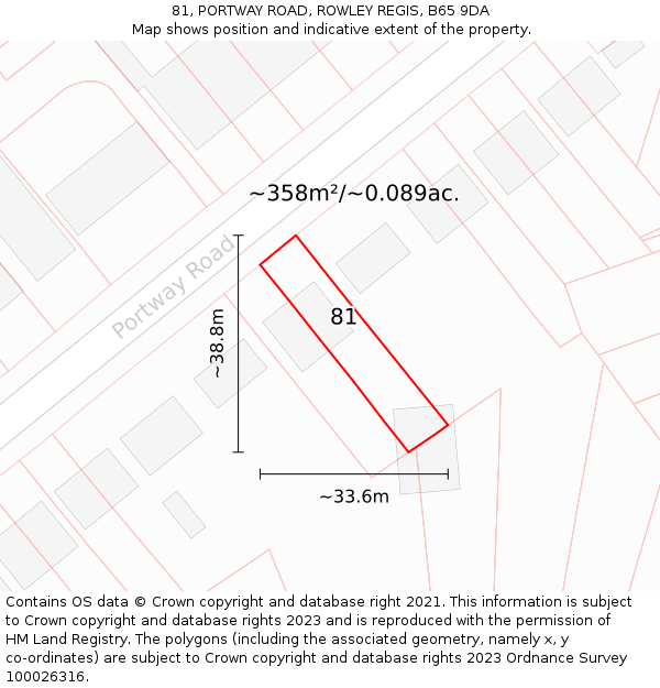 81, PORTWAY ROAD, ROWLEY REGIS, B65 9DA: Plot and title map