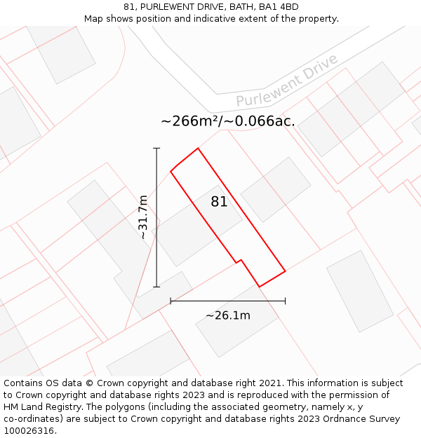 81, PURLEWENT DRIVE, BATH, BA1 4BD: Plot and title map