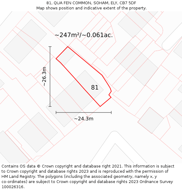 81, QUA FEN COMMON, SOHAM, ELY, CB7 5DF: Plot and title map