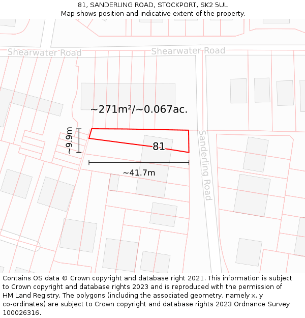 81, SANDERLING ROAD, STOCKPORT, SK2 5UL: Plot and title map
