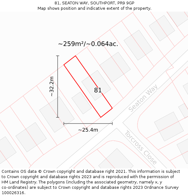 81, SEATON WAY, SOUTHPORT, PR9 9GP: Plot and title map