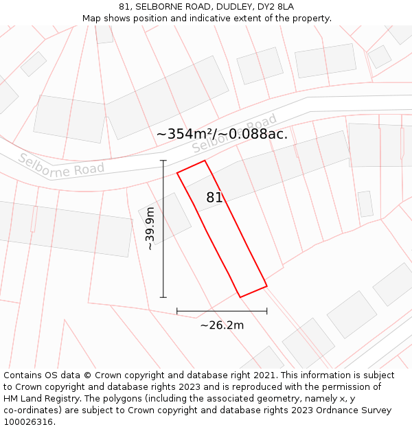81, SELBORNE ROAD, DUDLEY, DY2 8LA: Plot and title map