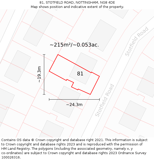 81, STOTFIELD ROAD, NOTTINGHAM, NG8 4DE: Plot and title map