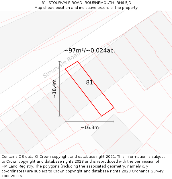 81, STOURVALE ROAD, BOURNEMOUTH, BH6 5JD: Plot and title map