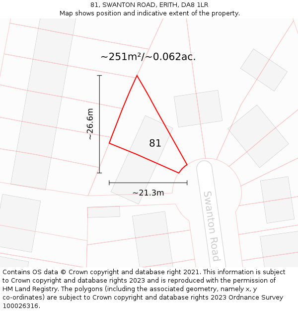 81, SWANTON ROAD, ERITH, DA8 1LR: Plot and title map