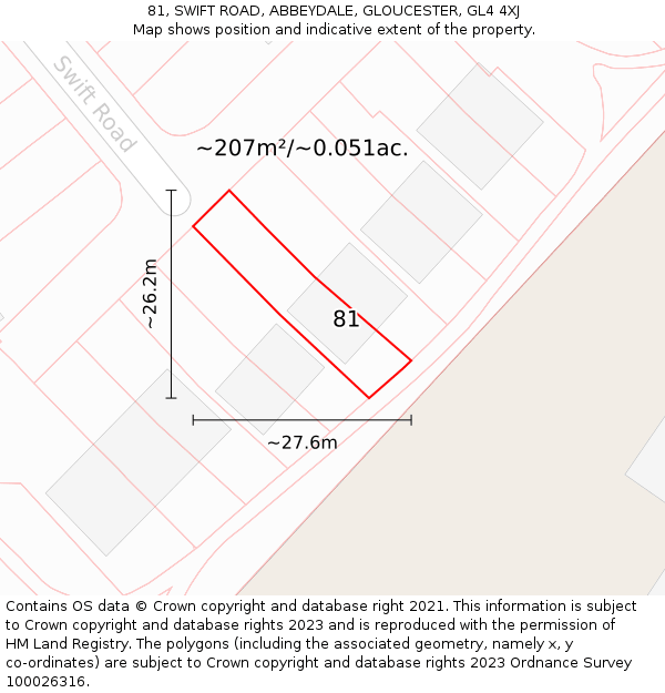 81, SWIFT ROAD, ABBEYDALE, GLOUCESTER, GL4 4XJ: Plot and title map
