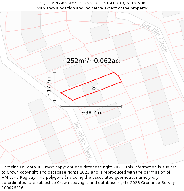 81, TEMPLARS WAY, PENKRIDGE, STAFFORD, ST19 5HR: Plot and title map