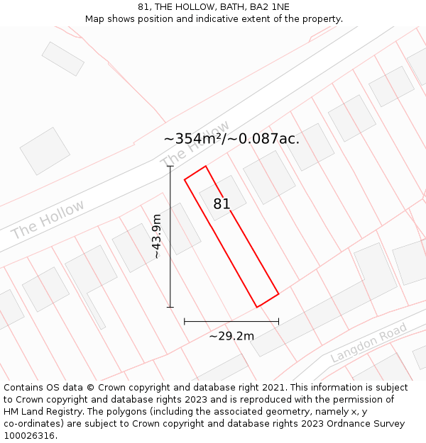 81, THE HOLLOW, BATH, BA2 1NE: Plot and title map
