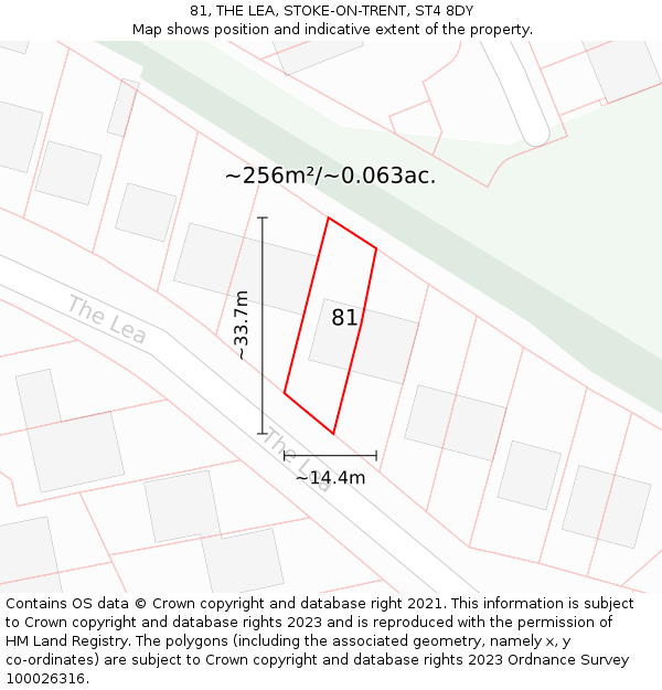 81, THE LEA, STOKE-ON-TRENT, ST4 8DY: Plot and title map