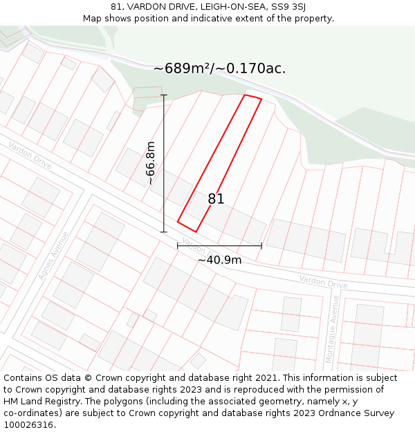 81, VARDON DRIVE, LEIGH-ON-SEA, SS9 3SJ: Plot and title map