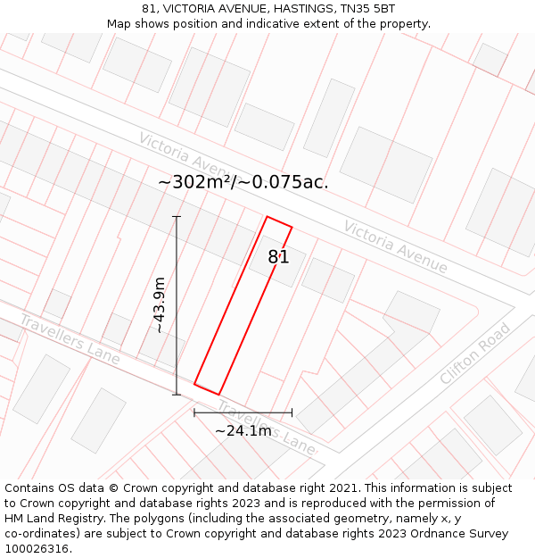 81, VICTORIA AVENUE, HASTINGS, TN35 5BT: Plot and title map