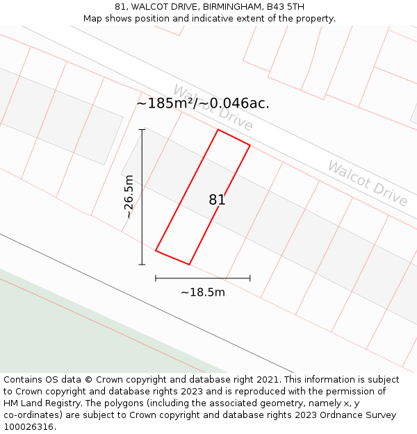 81, WALCOT DRIVE, BIRMINGHAM, B43 5TH: Plot and title map