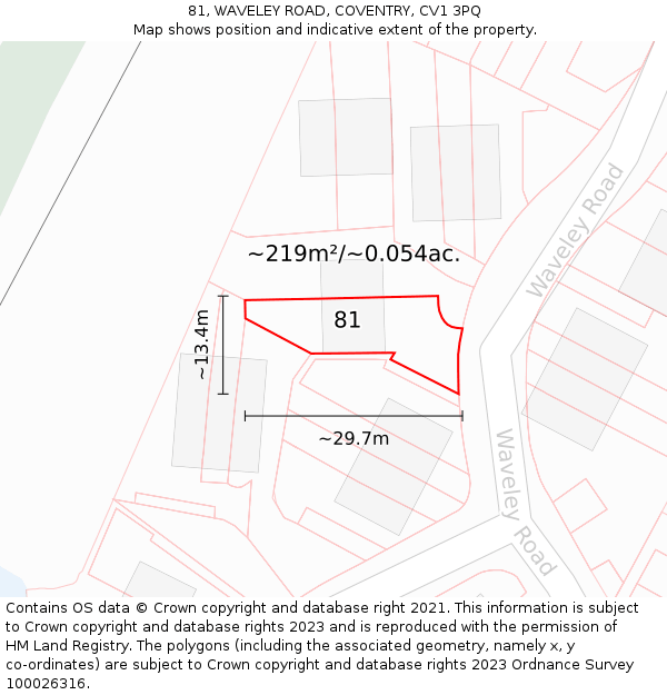 81, WAVELEY ROAD, COVENTRY, CV1 3PQ: Plot and title map