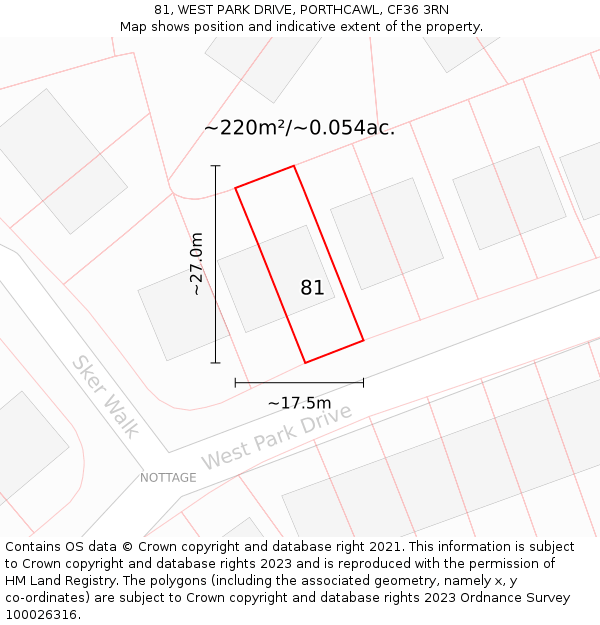 81, WEST PARK DRIVE, PORTHCAWL, CF36 3RN: Plot and title map