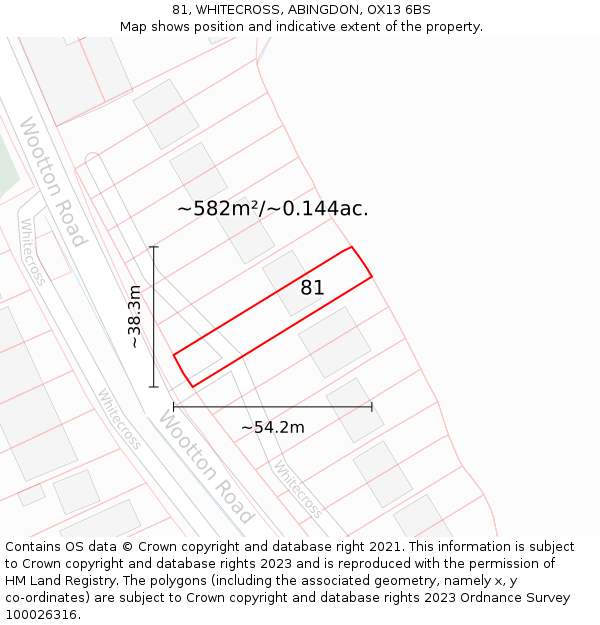 81, WHITECROSS, ABINGDON, OX13 6BS: Plot and title map