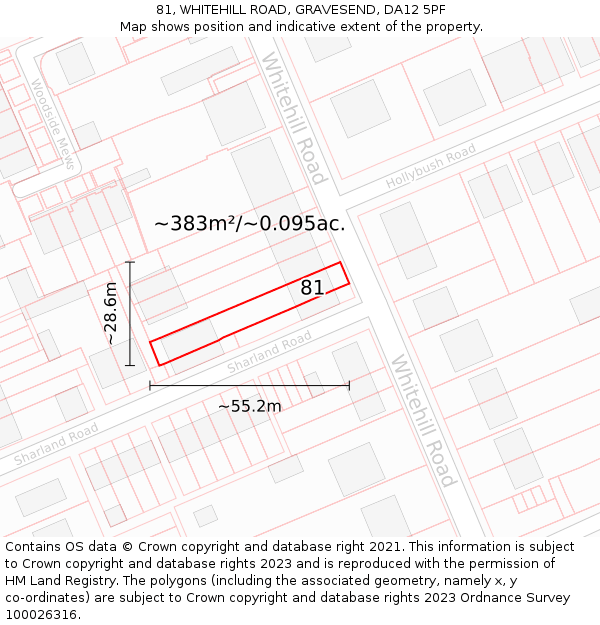 81, WHITEHILL ROAD, GRAVESEND, DA12 5PF: Plot and title map