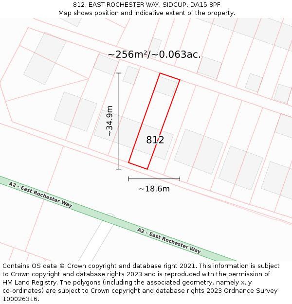 812, EAST ROCHESTER WAY, SIDCUP, DA15 8PF: Plot and title map