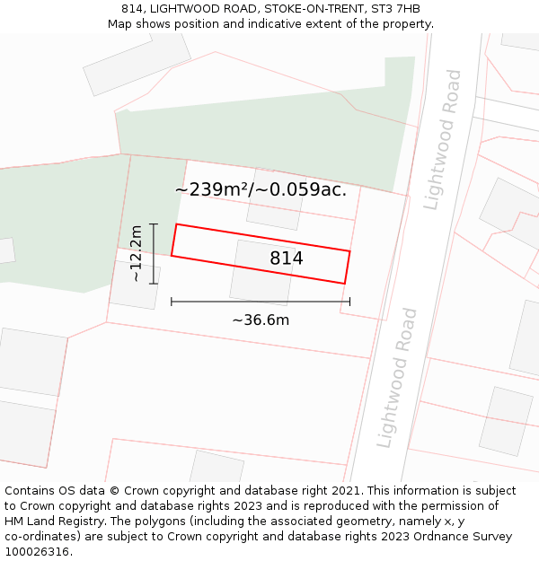 814, LIGHTWOOD ROAD, STOKE-ON-TRENT, ST3 7HB: Plot and title map