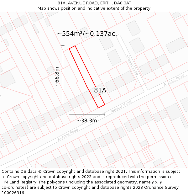 81A, AVENUE ROAD, ERITH, DA8 3AT: Plot and title map