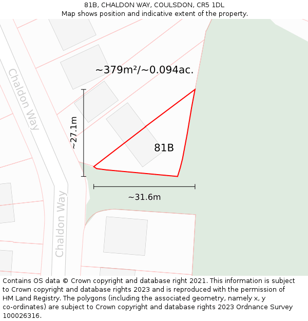 81B, CHALDON WAY, COULSDON, CR5 1DL: Plot and title map