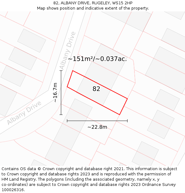 82, ALBANY DRIVE, RUGELEY, WS15 2HP: Plot and title map