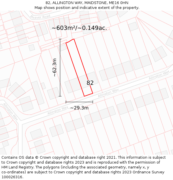 82, ALLINGTON WAY, MAIDSTONE, ME16 0HN: Plot and title map