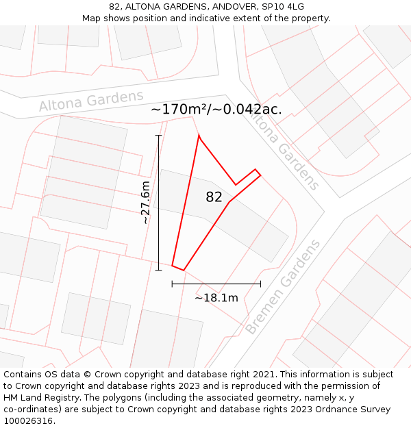 82, ALTONA GARDENS, ANDOVER, SP10 4LG: Plot and title map