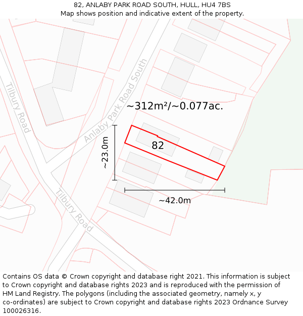 82, ANLABY PARK ROAD SOUTH, HULL, HU4 7BS: Plot and title map