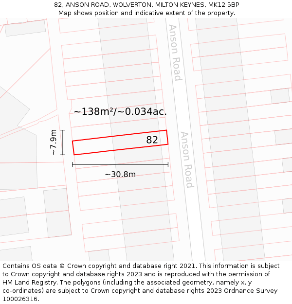 82, ANSON ROAD, WOLVERTON, MILTON KEYNES, MK12 5BP: Plot and title map