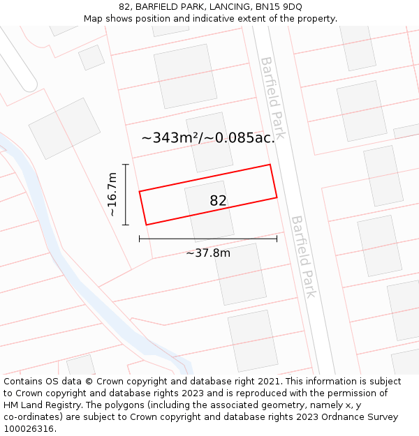 82, BARFIELD PARK, LANCING, BN15 9DQ: Plot and title map
